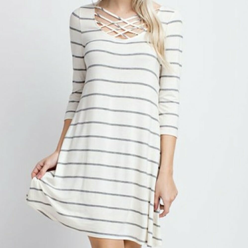Ivory and gray summer dress